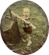 Eric Chopping wood c 1969